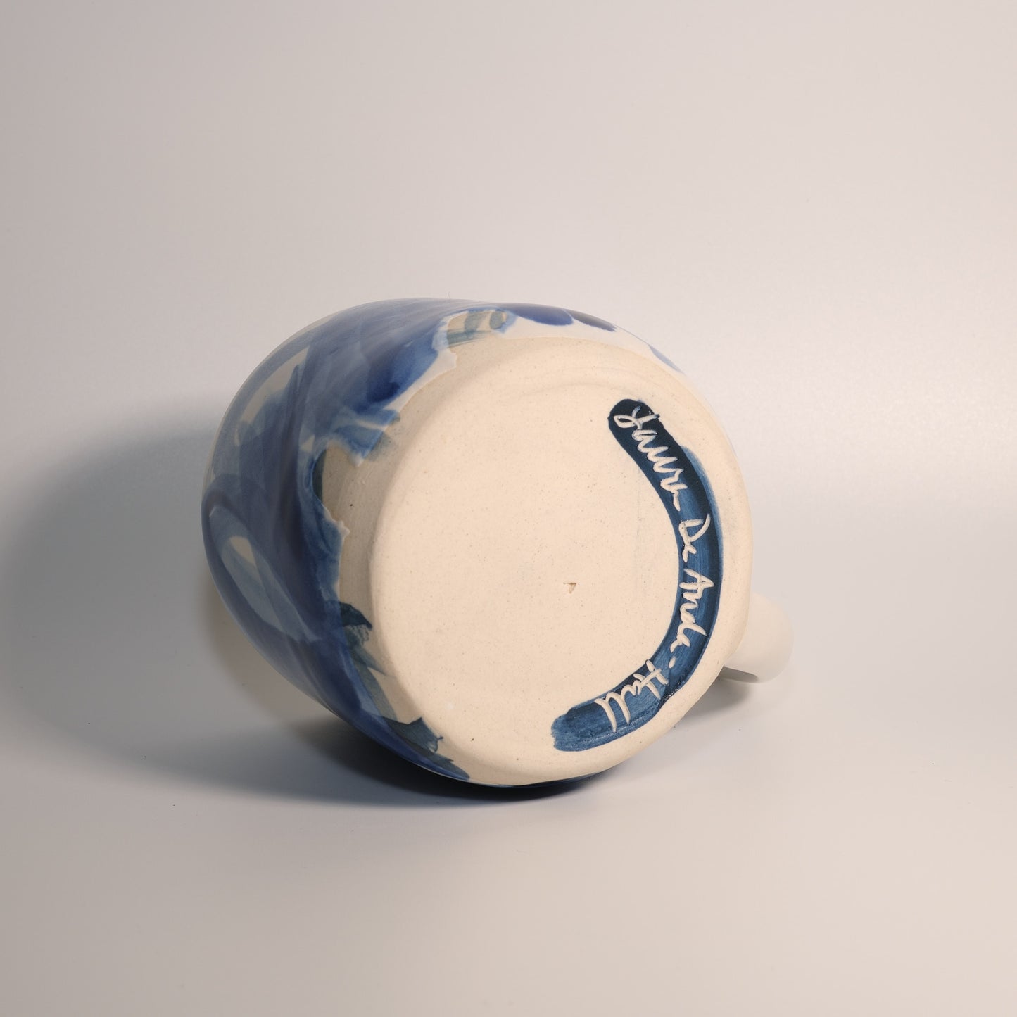 14 oz Blue on White Gestural Watercolor Mug