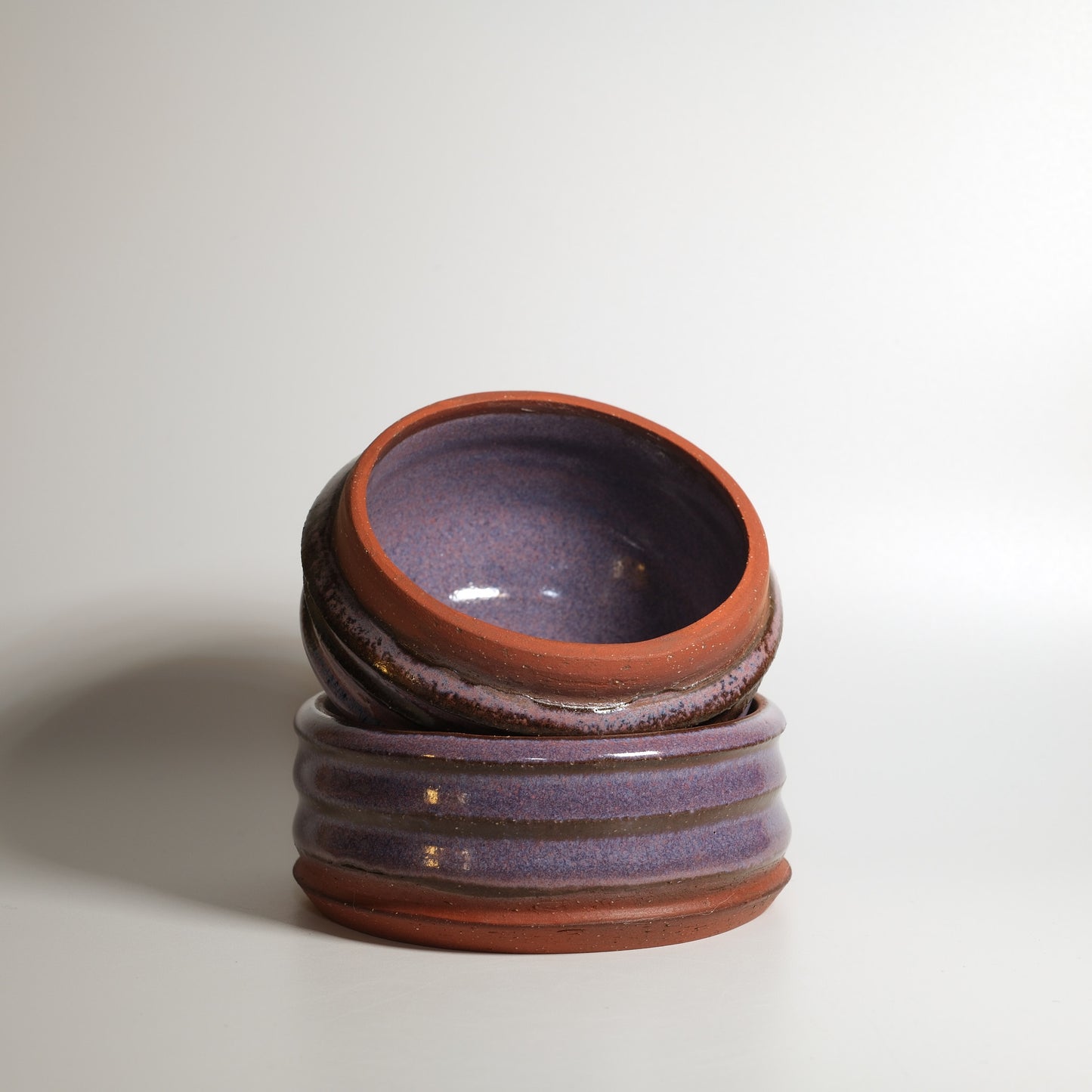 Small Purple Carved Jar with Faceted Knob