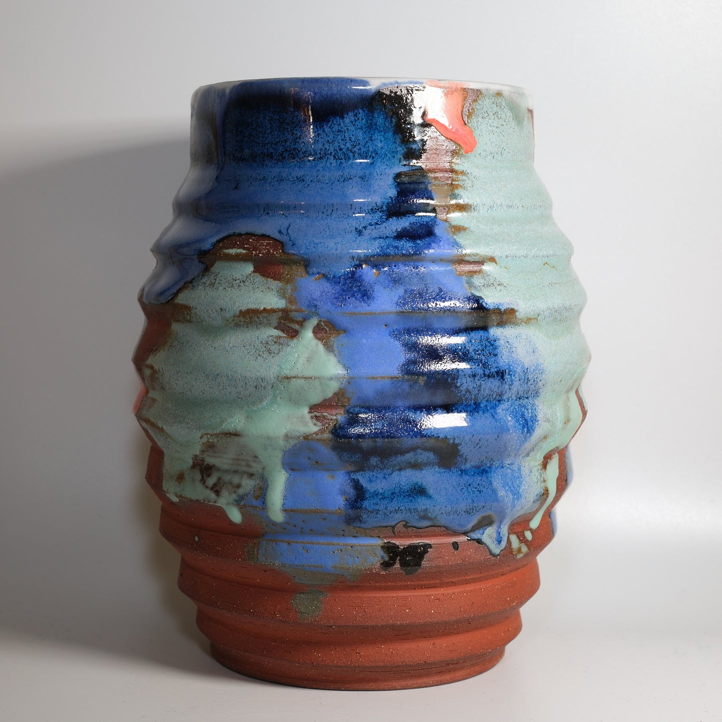 Large Splatter Blue Buzzsaw Vase