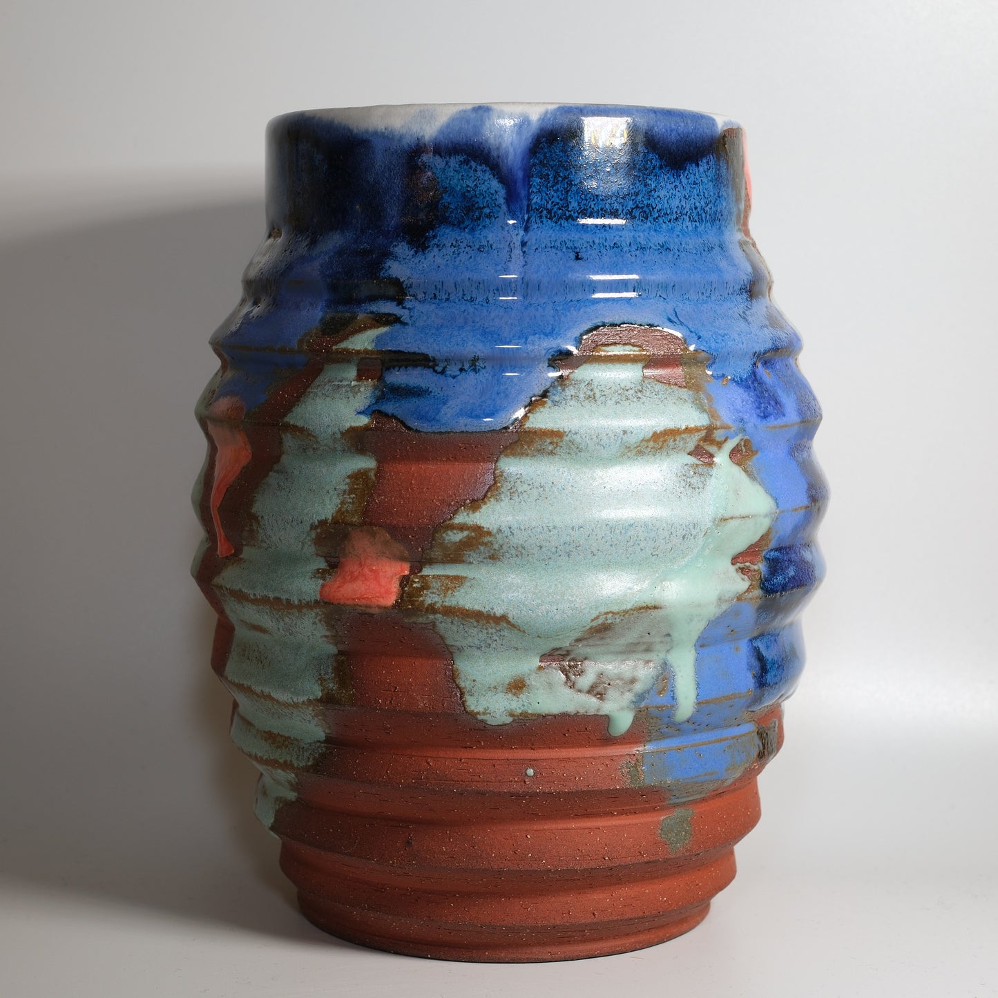 Large Splatter Blue Buzzsaw Vase