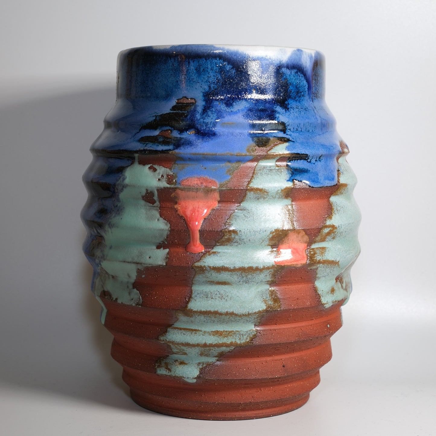 Large Splatter Blue Buzzsaw Vase