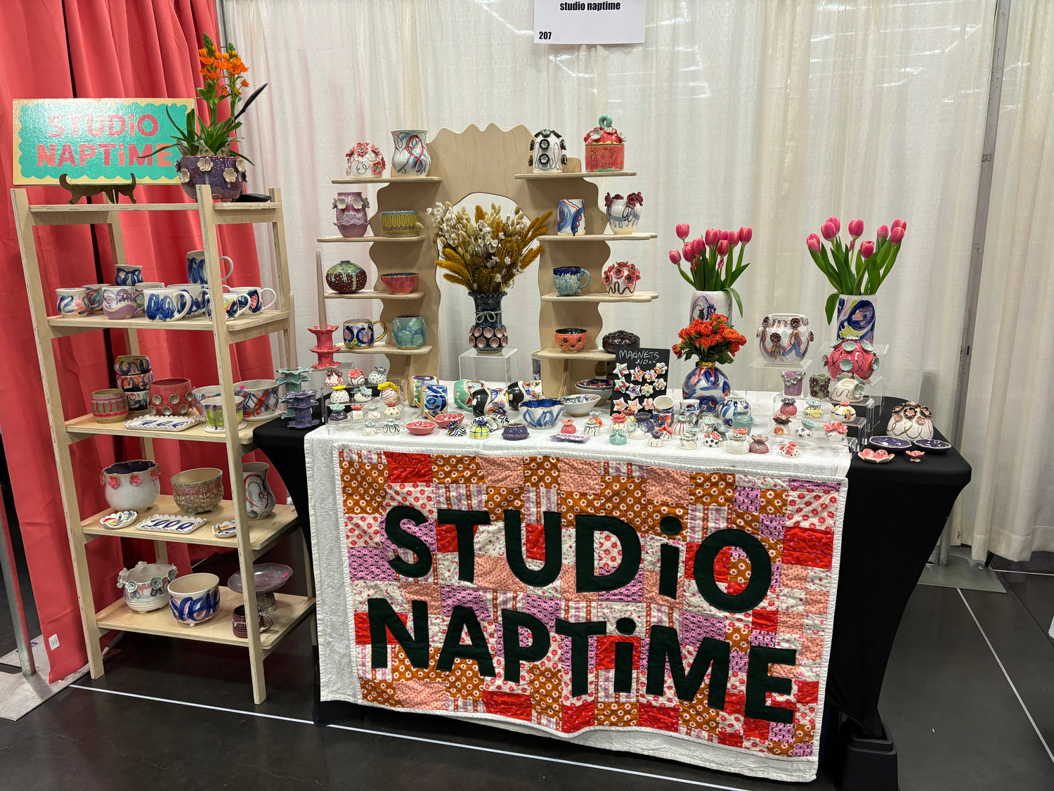 booth set up of studio naptime at crafty wonderland in portland, or