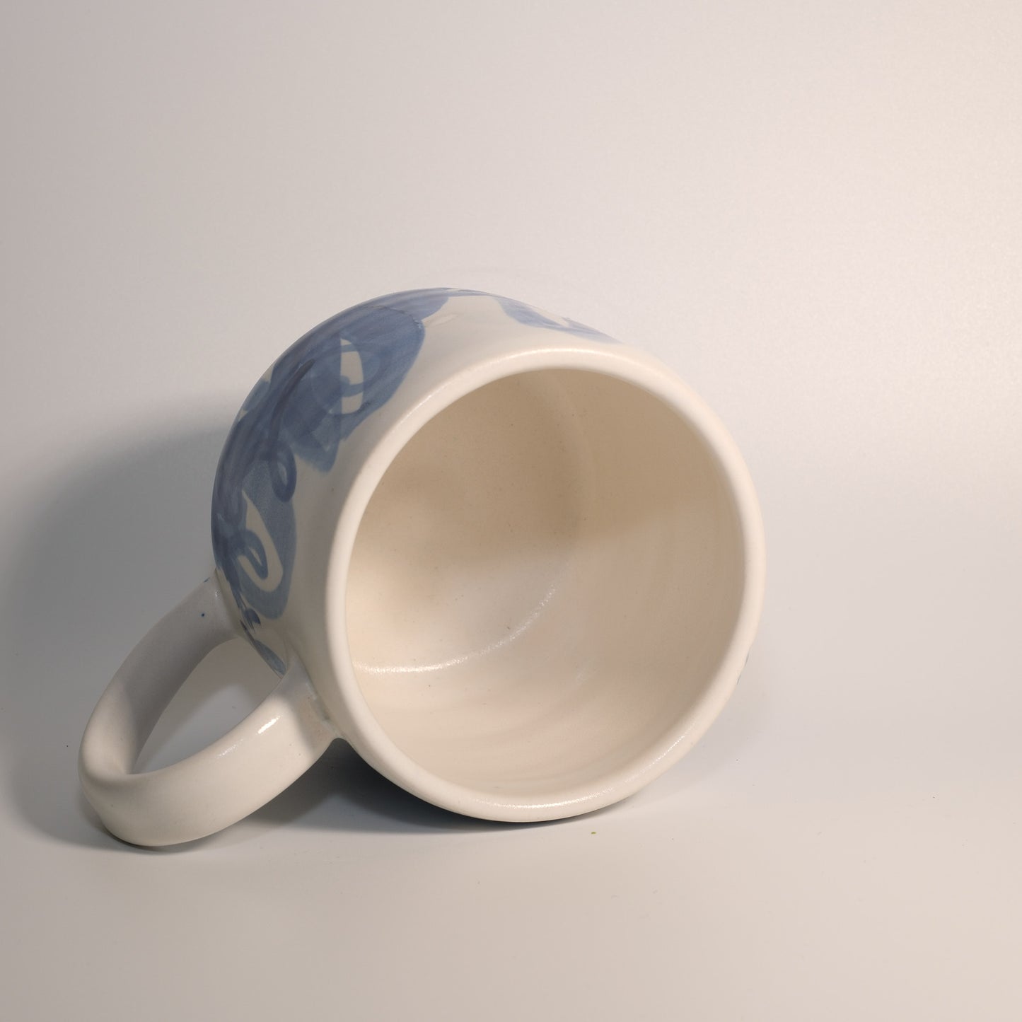 14 oz Blue on White Gestural Watercolor Mug