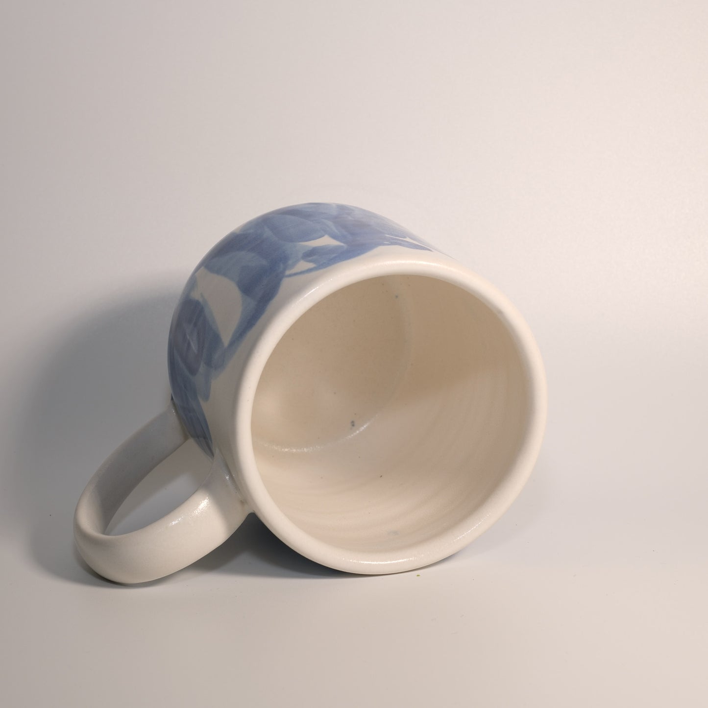 14 oz Blue on White Gestural Watercolor Mug