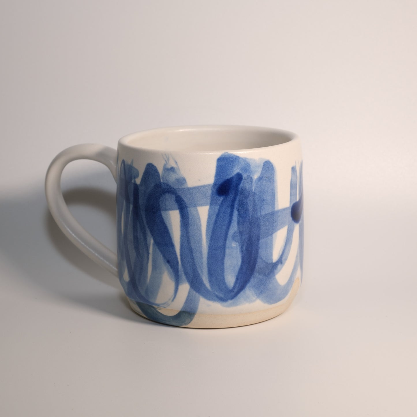 14 oz Blue on White Gestural Watercolor Mug