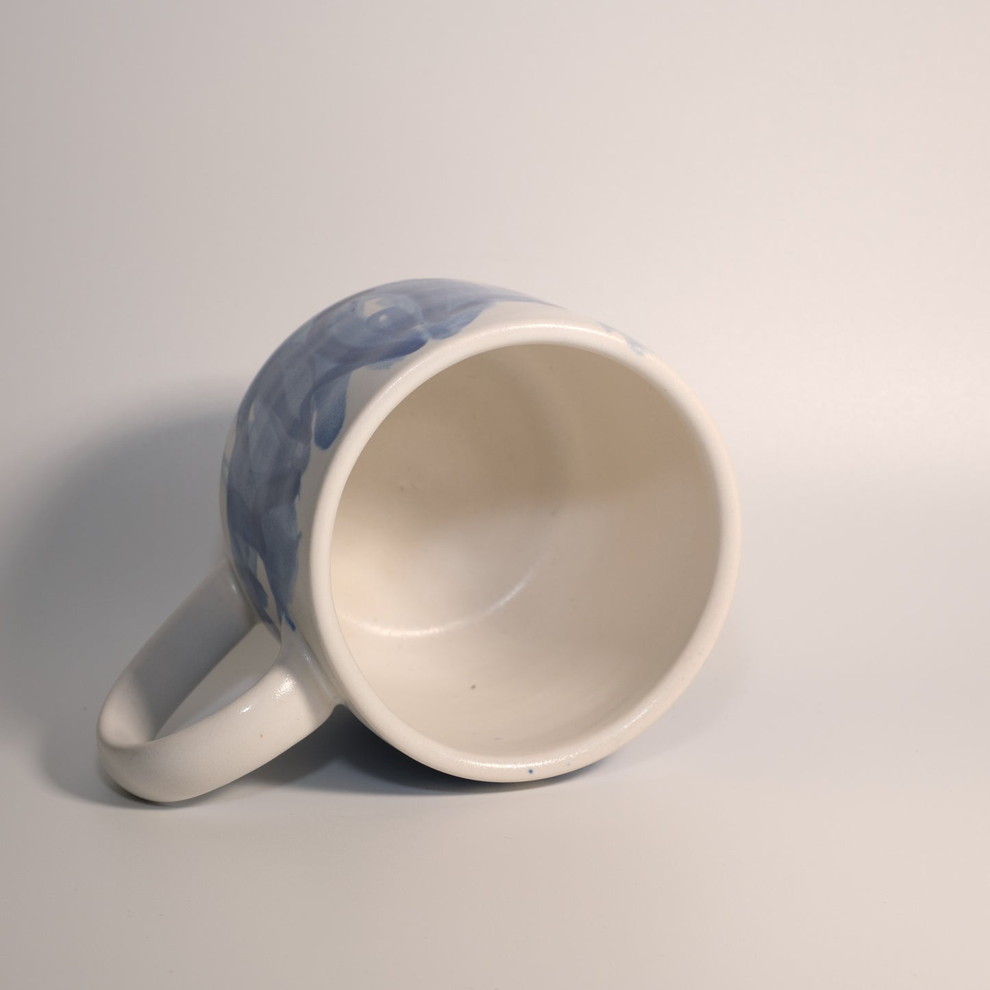 14 oz Blue on White Gestural Watercolor Mug