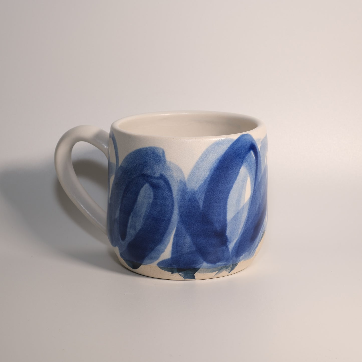 14 oz Blue on White Gestural Watercolor Mug