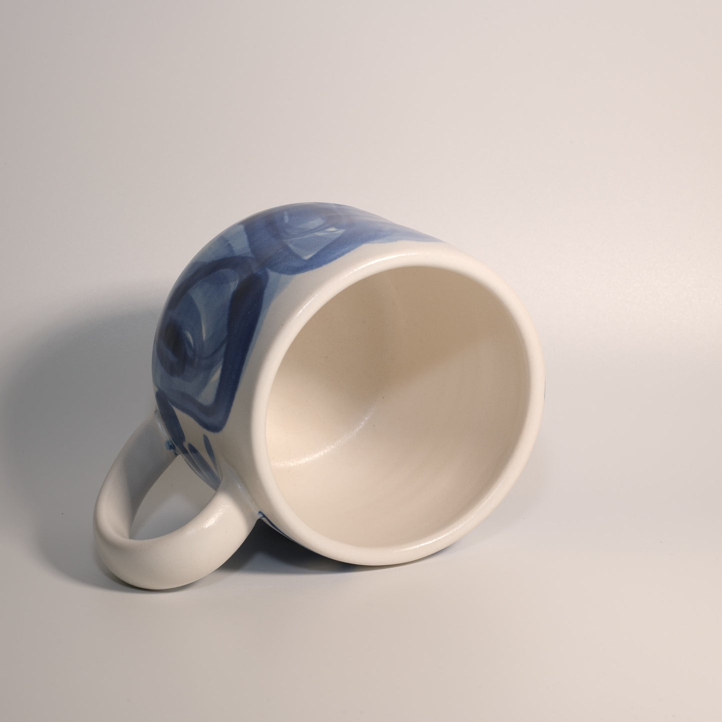 14 oz Blue on White Gestural Watercolor Mug