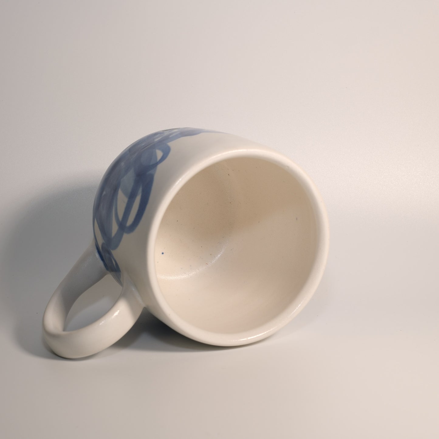 14 oz Blue on White Gestural Watercolor Mug