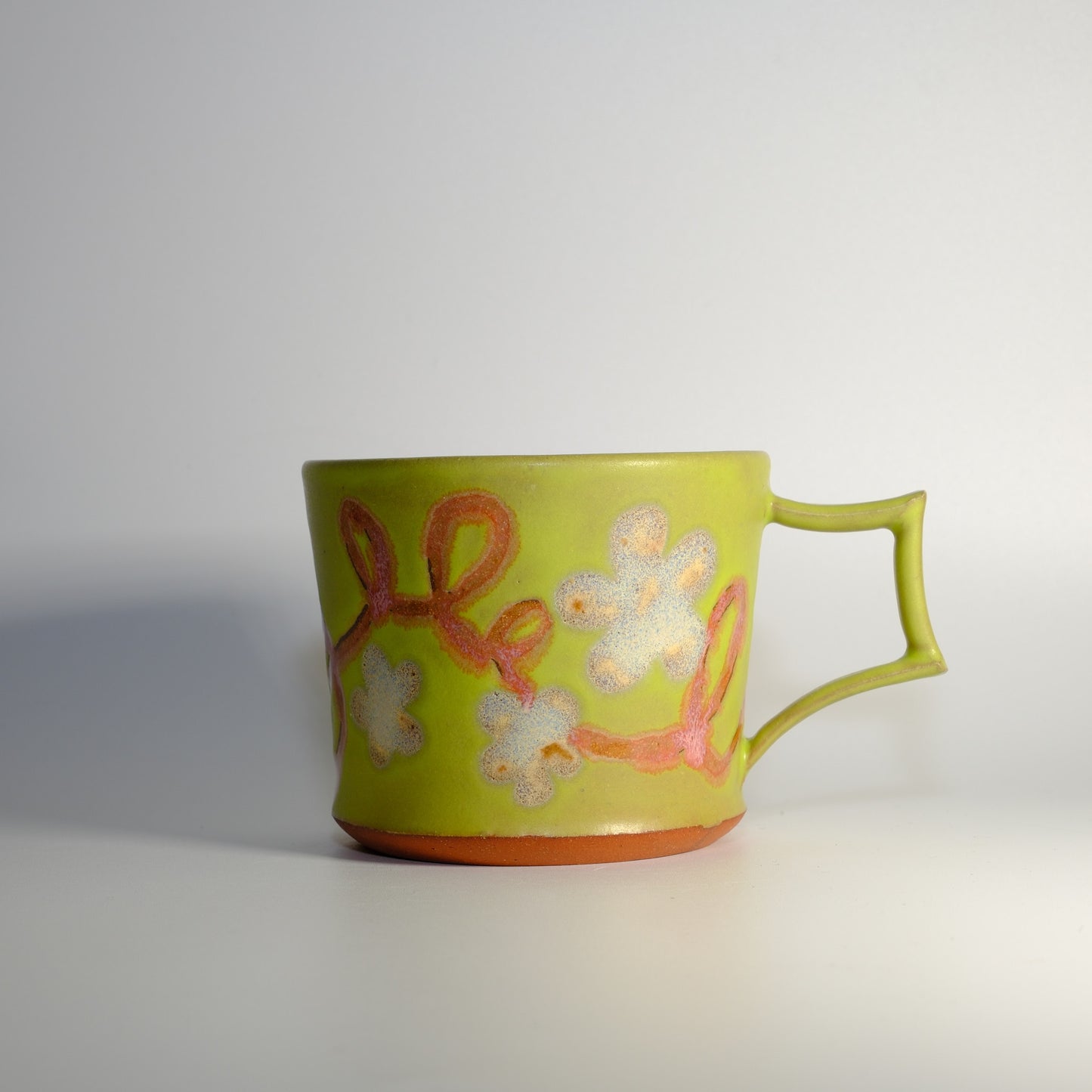 Green, Pink and Pearl Flower Mug