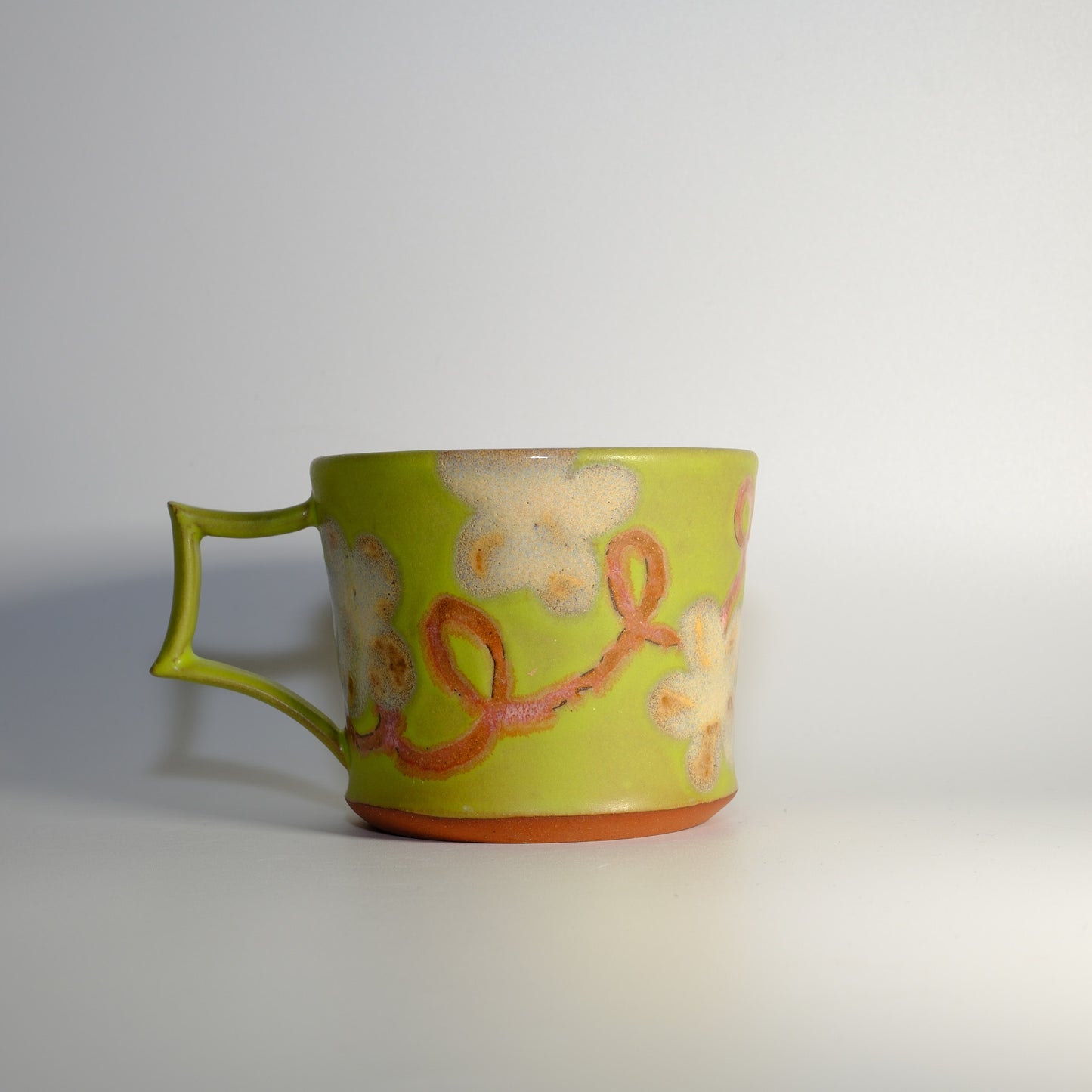 Green, Pink and Pearl Flower Mug