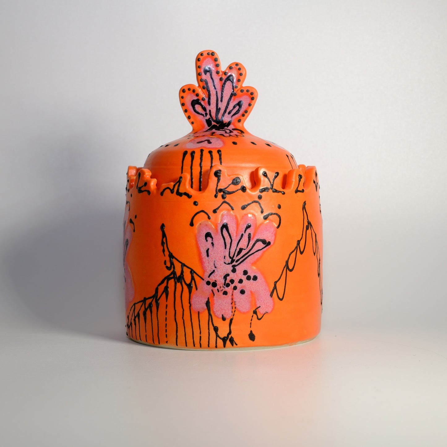 Orange and Pink Flat Flower Jar