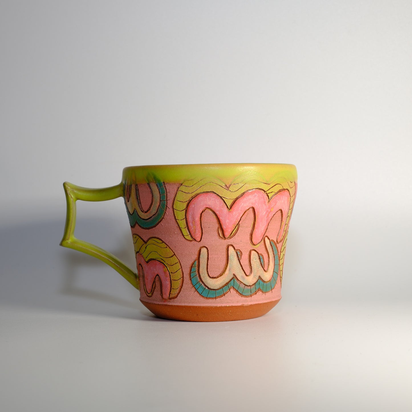 Green, Pink and Pearl Flower Mug