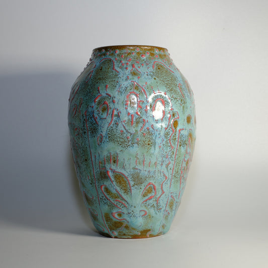 Blue Sliptrail Sketch Vase